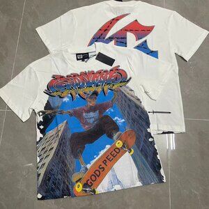 White Graphic Skateboard Tee